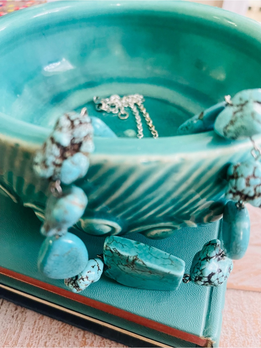 Turquoise Stone Silver Necklace